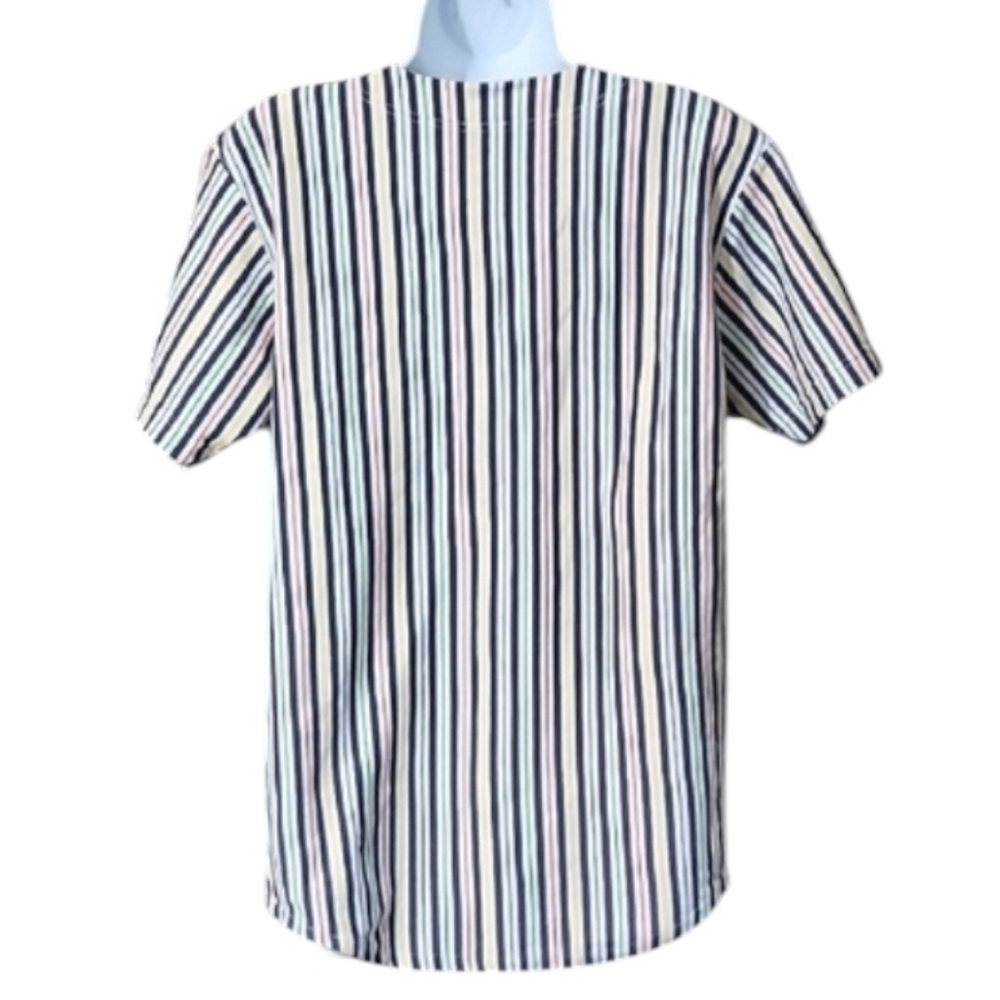 Liz Claiborne Lizsport Colorful Vintage Striped Short Sleeve Shirt - Picture 3 of 5